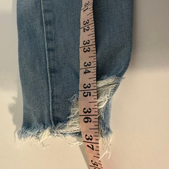 Good American Women's Good Leg Light Wash Skinny Jeans Raw Hem Size 6 28 - Picture 13 of 13